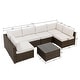 preview thumbnail 9 of 18, COSIEST 7-Piece Outdoor Sectional Wicker Sofa With Pillows, Coffee Table - N/A