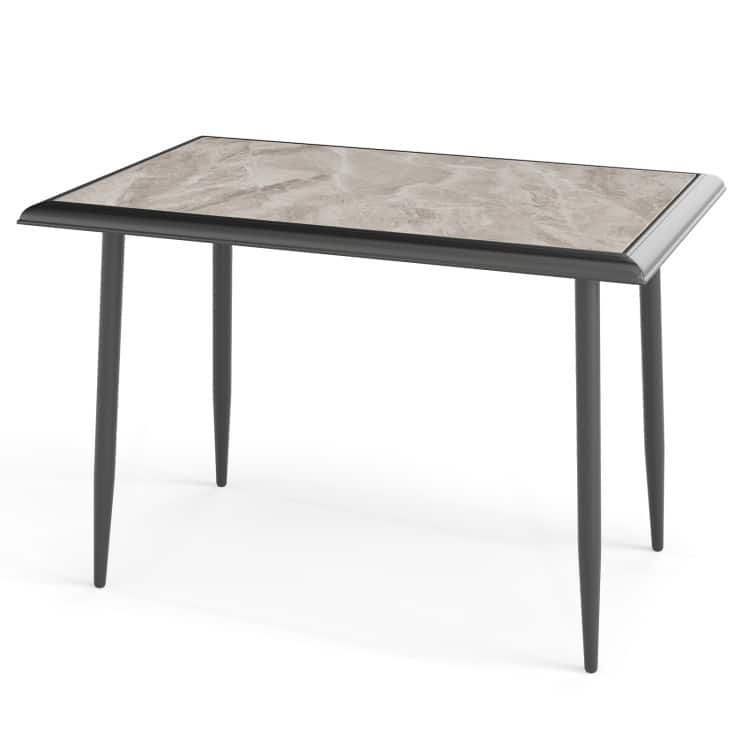 Sintered Stone Dining Table with Golden Metal Frame 4 Person Seating and Easy Maintenance - 44" x 28" x 30"