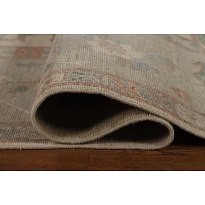 Hand Knotted Oriental 100% Wool Carpet Transitional All-Over Beige & Ivories Oushak Area Rug - 15' 0'' X 10' 3''