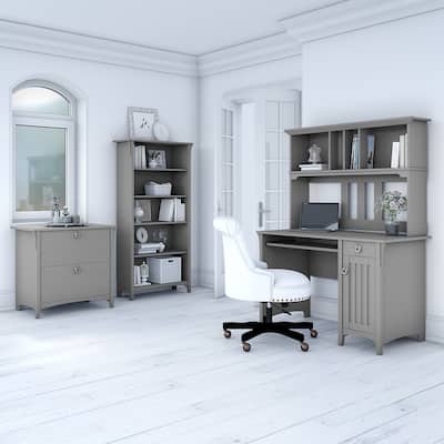 Bush Salinas Mission Desk with Hutch Office Suite in Cape Cod Gray