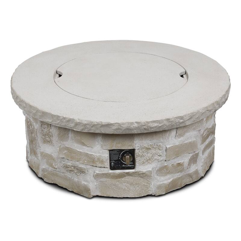 Scottsdale 40" Round Stone Propane Fire Pit Table in Beige by Real Flame