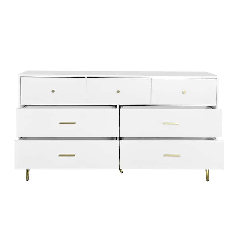 Wood 7 Drawers Large Chest of Drawer Cabinet with Handle and Legs