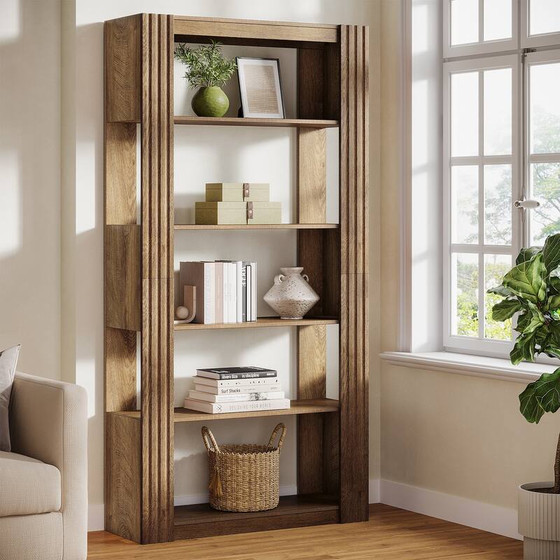 5-Tier Open Bookcase Bookshelf Floor Standing Wood Display Shelves