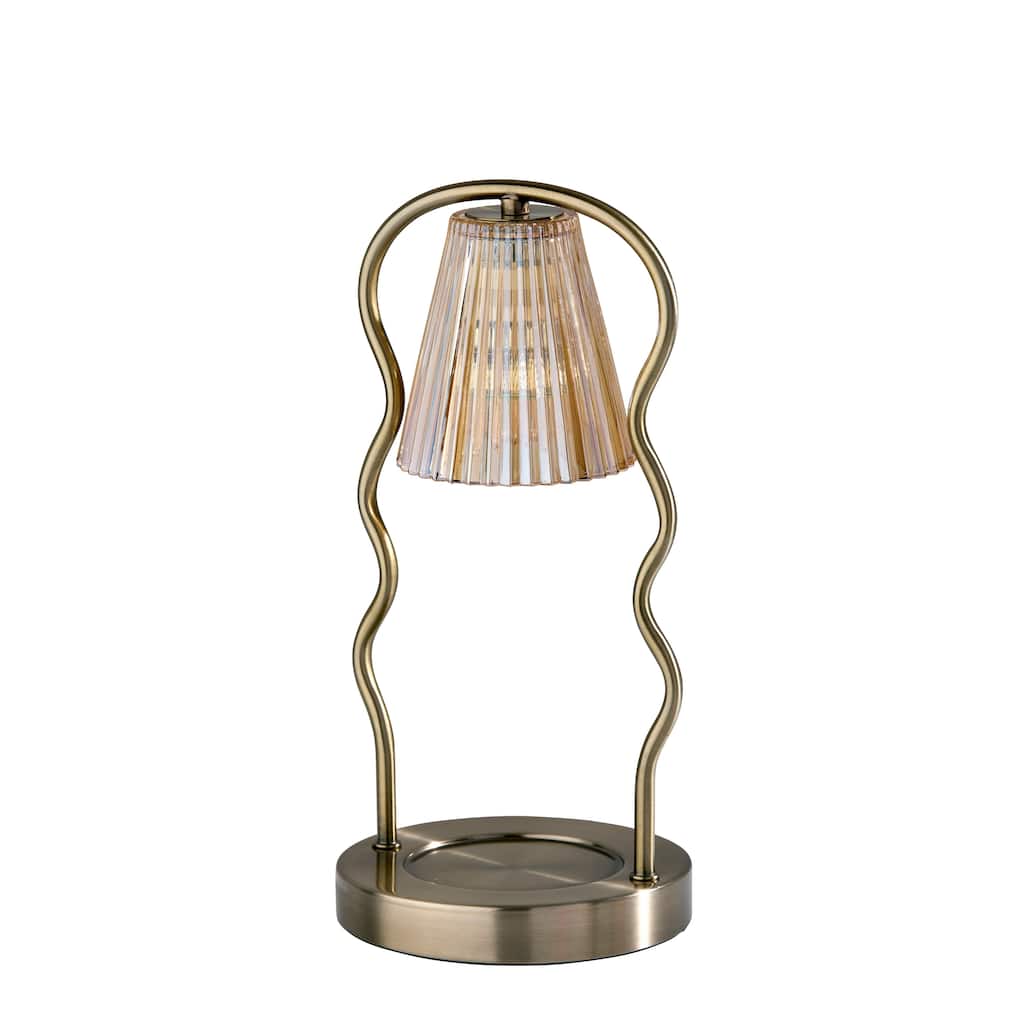 Chiara Candlewarmer Lamp with Timer - Dimmable Wax Melt Heater, 3 Lighting Modes & Auto Shutoff - Ribbed Glass