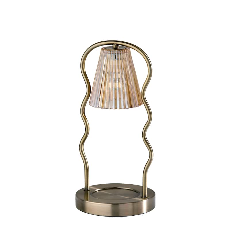 Chiara Candlewarmer Lamp with Timer - Dimmable Wax Melt Heater, 3 Lighting Modes & Auto Shutoff - Ribbed Glass - Ribbed Glass