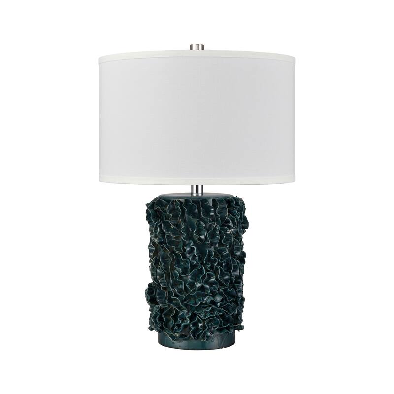 Elk Home Larkin Green Glazed With White Linen Drum Shade Table Lamp