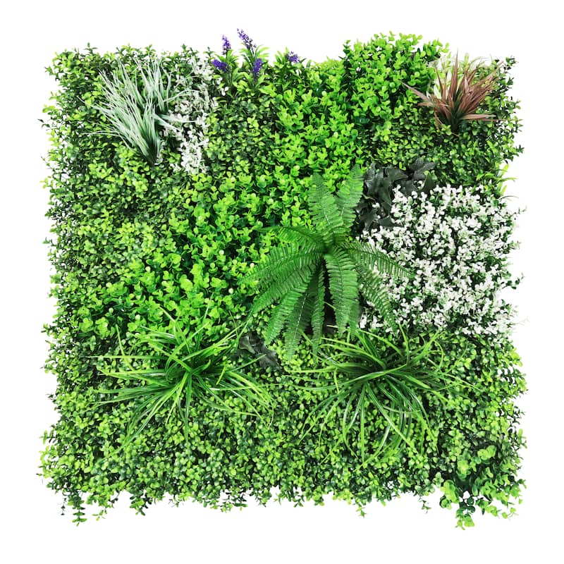 Large Artificial Eucalyptus Boxwood Grass Mixed Leaf Greenery Wall Panel Hedge Mat Backdrop Privacy Screen 40in