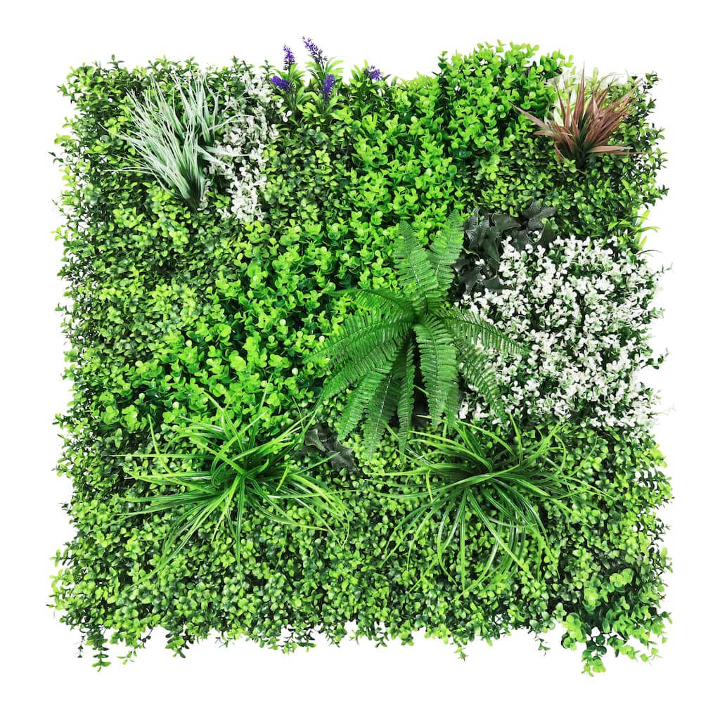 Large Artificial Eucalyptus Boxwood Grass Mixed Leaf Greenery Wall Panel Hedge Mat Backdrop Privacy Screen 40in
