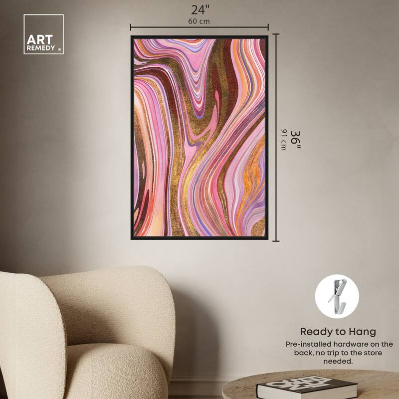 Art Remedy Doll Memories - Pink Geode Framed Mineral, Agate & Geode 1 Piece Canvas Wall Art