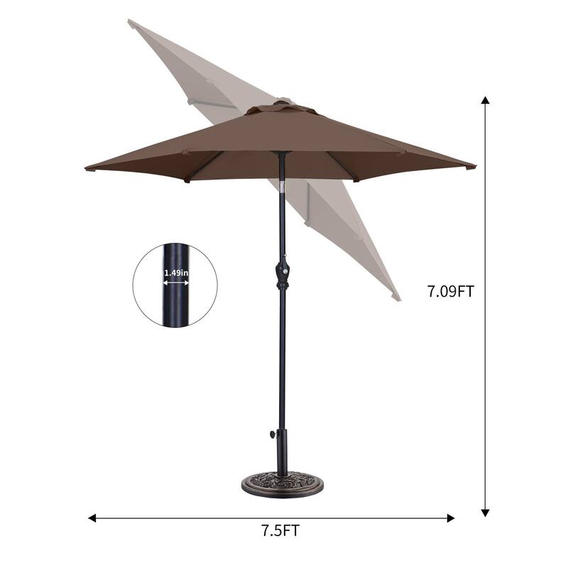 Autlaycil 7.5ft Outdoor Patio Umbrella with Tilt & Crank Base included