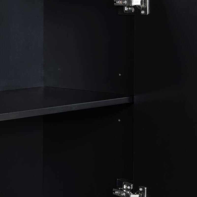 Triangular Pattern Buffet Sideboard Console Storage Cabinet, Black White