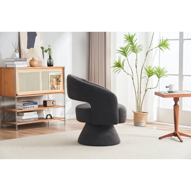 Swivel Accent Chair Armchair, Round Barrel Chair in Fabric for Living Room