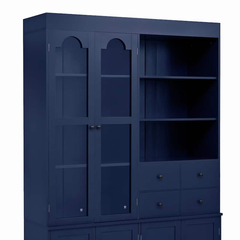 47.2x15.7x75inch Freestanding Buffet with Hutch, Tall Kitchen Pantry Cabinet with 4 Drawers, Door Shelves and Pull-out Trays