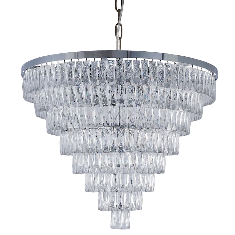 27-Light Chrome Chandelier With Clear Crystals