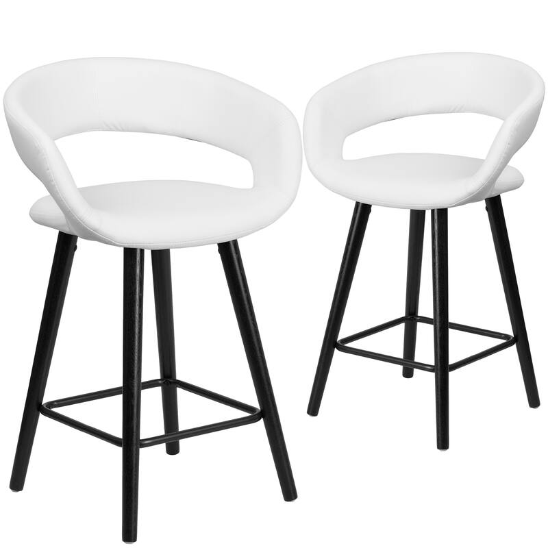 2 Pk. 24'' High Contemporary Vinyl Stool with Wood Frame - 22"W x 19"D x 33.25"H - 22"W x 19"D x 33.25"H