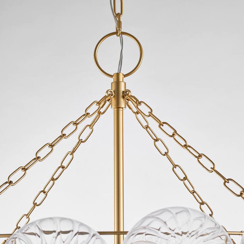 Gold Bubble Ball Chandelier, LED Pendant Light with Glass Globes