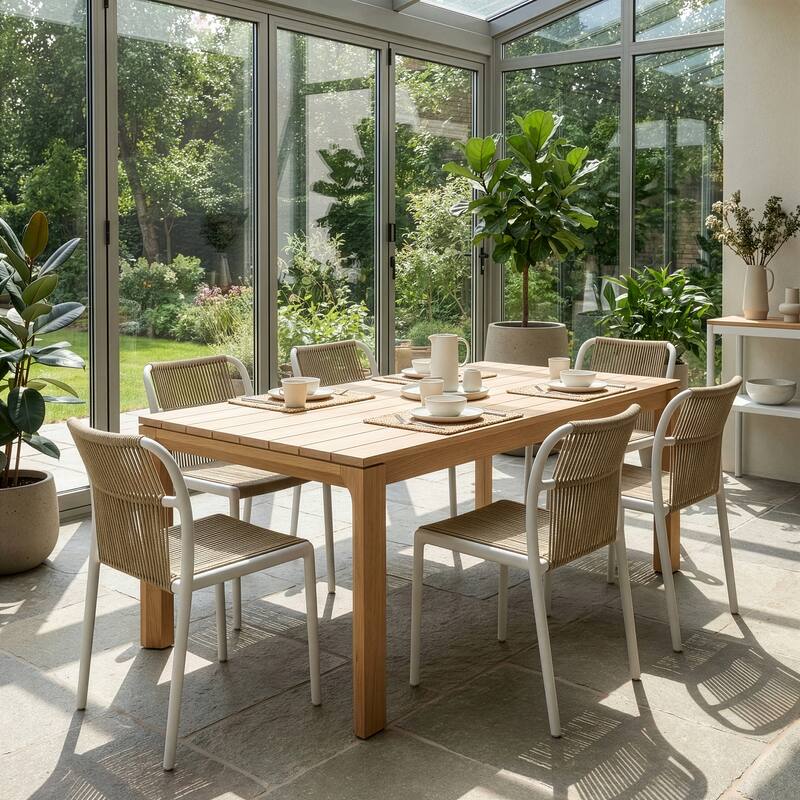 Set of 2 Belden Beige Woven Rope Fabric Dining Chair with Plastic Frame