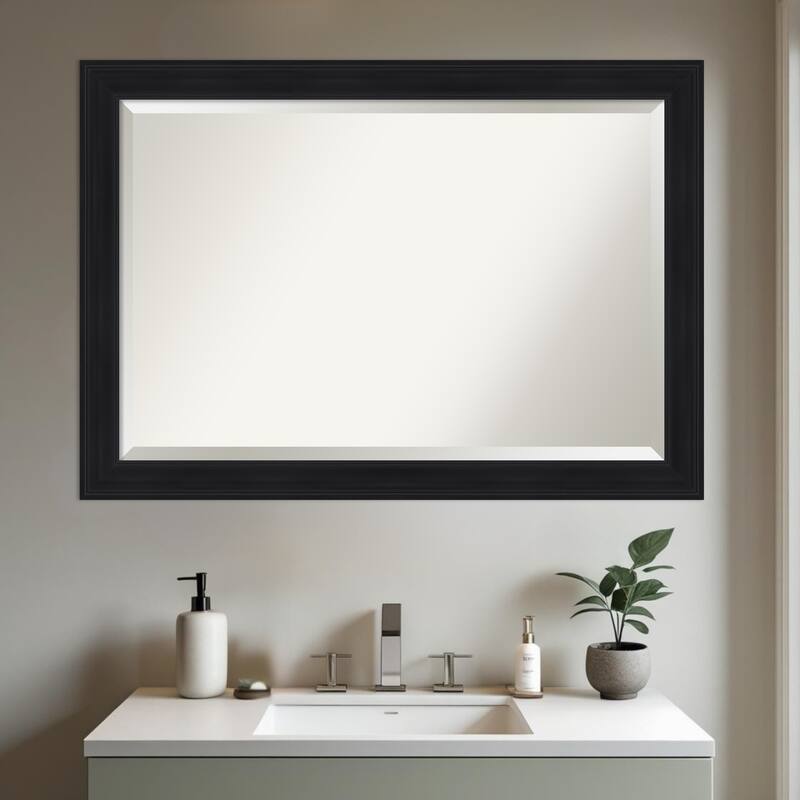 Abbey Black Beveled Framed Bathroom Vanity Wall Mirror - Abbey Black