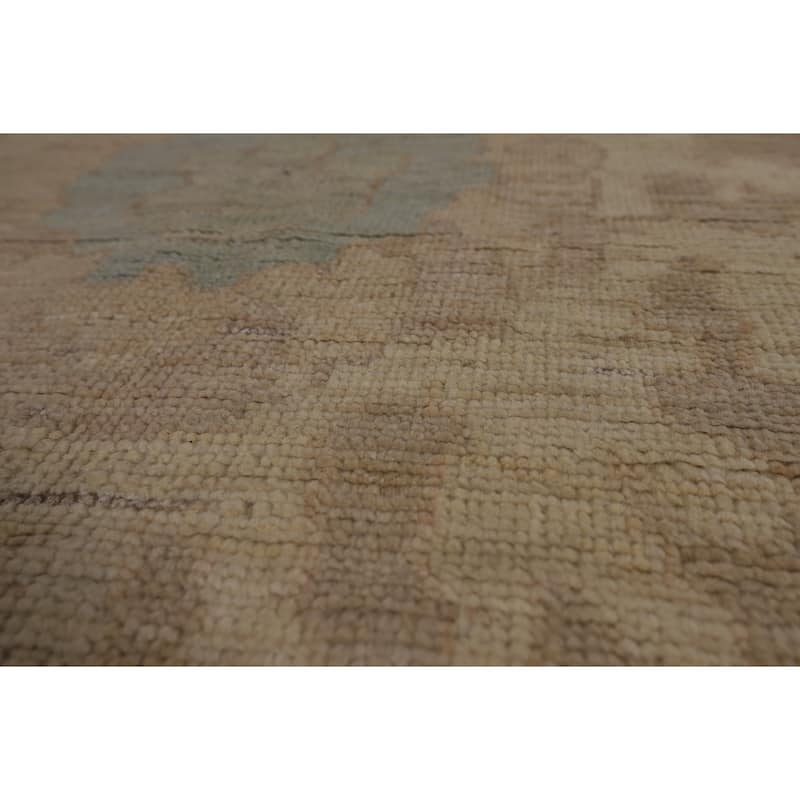 Transitional Beige Oushak Turkish Area Rug Handmade Wool Carpet - 9'3"x 11'7"