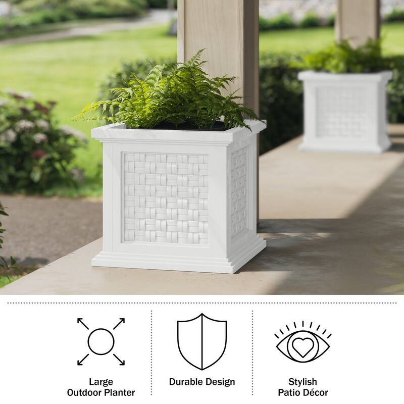 Pure Garden 14.65-in Faux Rattan Style Outdoor Planter Box