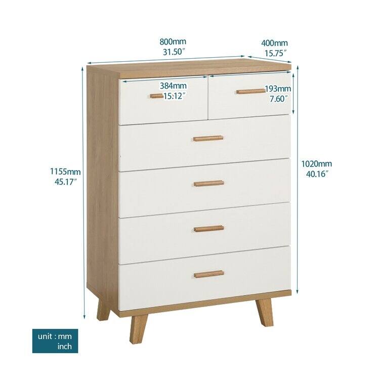 Modern 6 Drawer Chest, Wood Chest Of Drawers Storage Cabinet