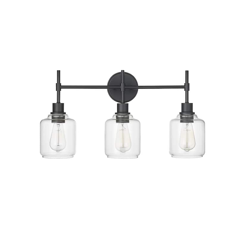Millennium Lighting Asheville Bathroom Vanity Fixture in Matte Black with Clear Glass Shades