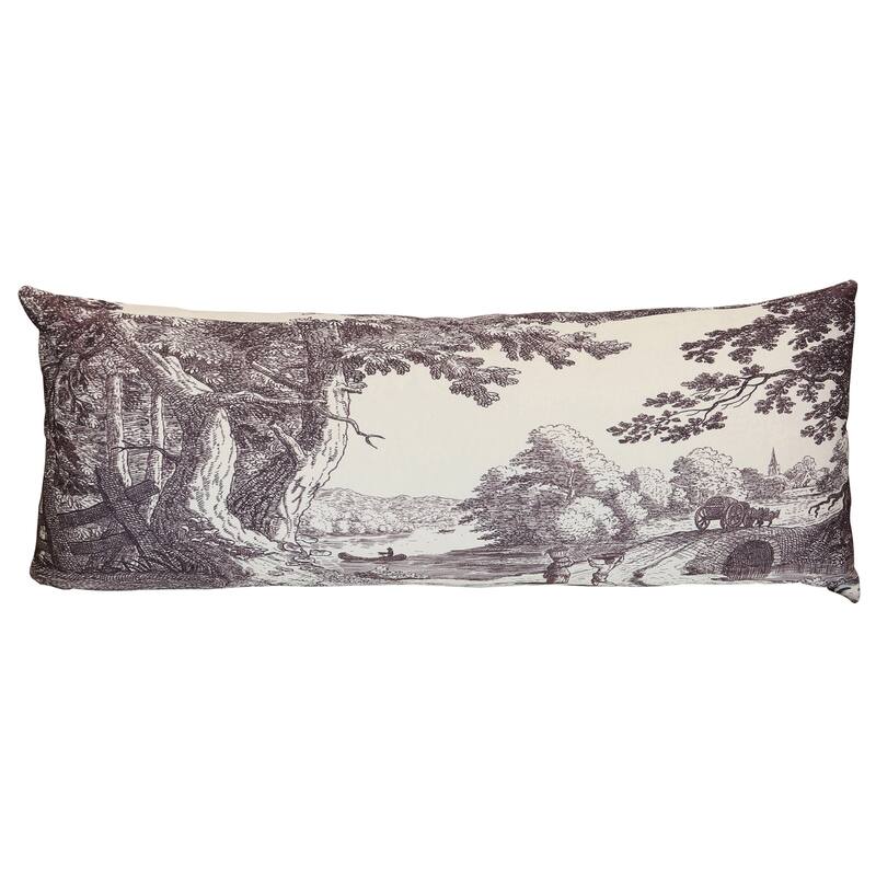 StyleCraft Reverie Toile Pillow - 36" x 14" - Amaranth, Ivory