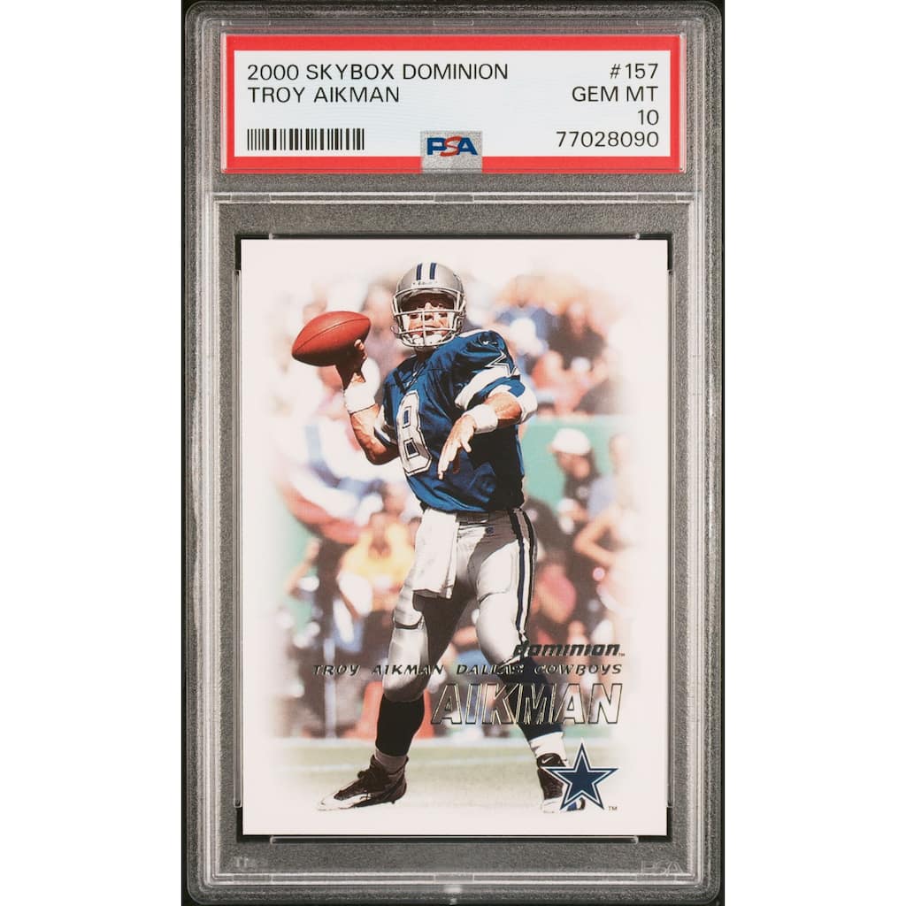 Troy Aikman 2000 Skybox Dominion Football Card #157 Graded PSA 10 - 8'6" x 11'6"