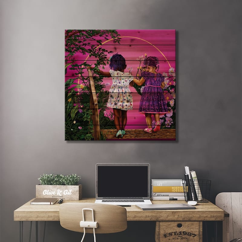 Journey With My Sister Print On Wood by Poetically Illustrated - Multi-Color