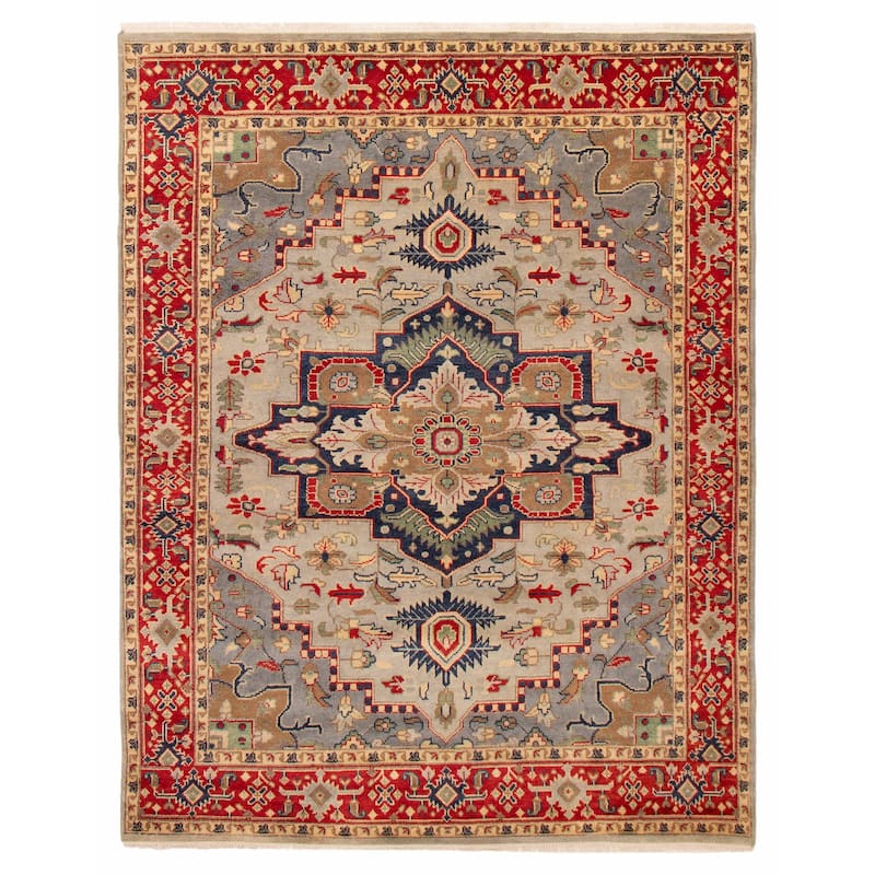 ECARPETGALLERY Hand-knotted Serapi Heritage Light Grey Wool Rug - 8'0 x 10'2 - Light Grey - 8'0 x 10'2
