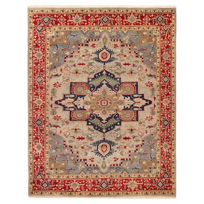 ECARPETGALLERY Hand-knotted Serapi Heritage Light Grey Wool Rug - 8'0 x 10'2
