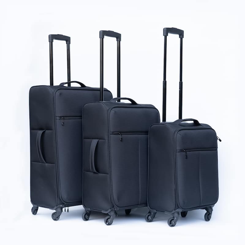 3 Piece Carry On Luggage Set, Oxford Cloth Soft Shell Suitcases with 360 掳 Wheels and Ergonomic Handle, for Women Men