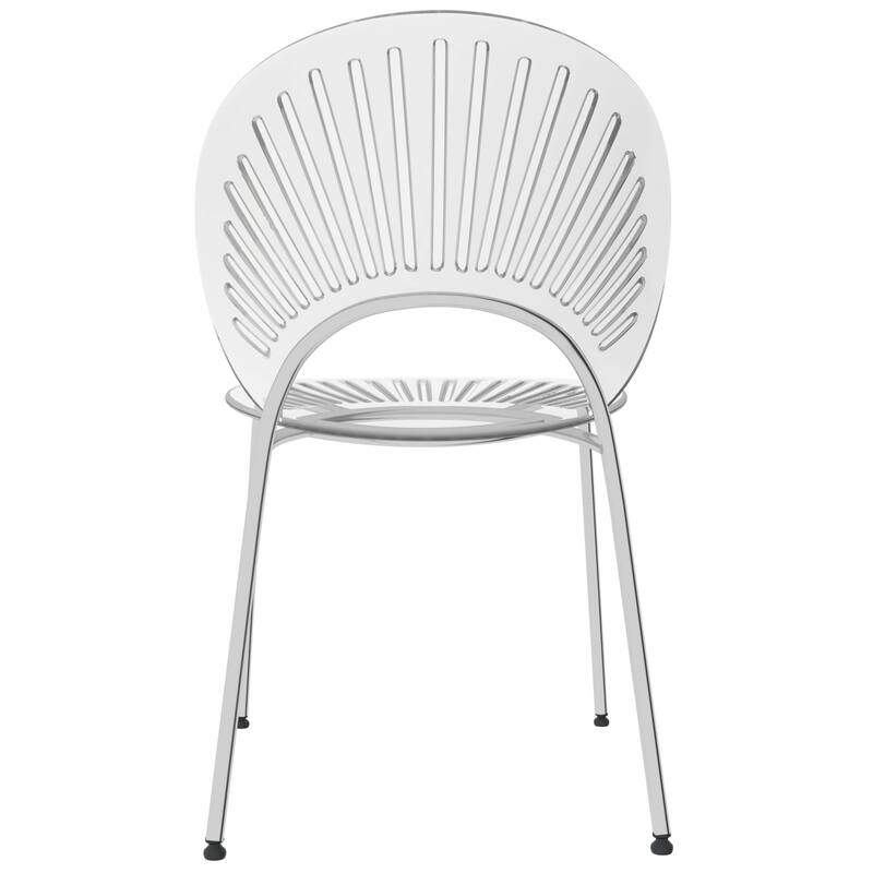 Opulent Plastic Dining Side Chair With Chrome Base Set of 4