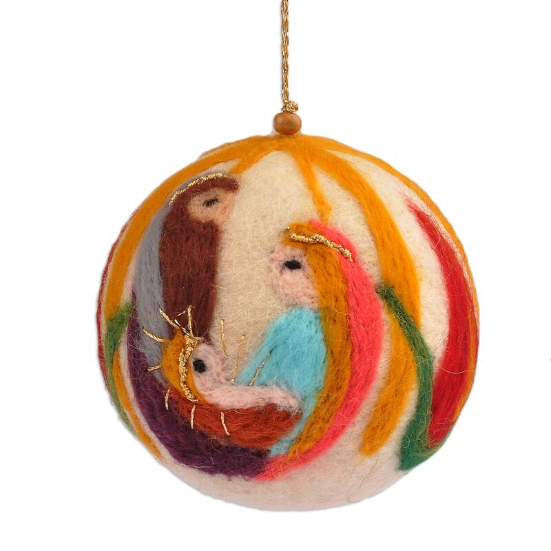 Novica Handmade Traditional Nativity Embroidered Felt Ornament