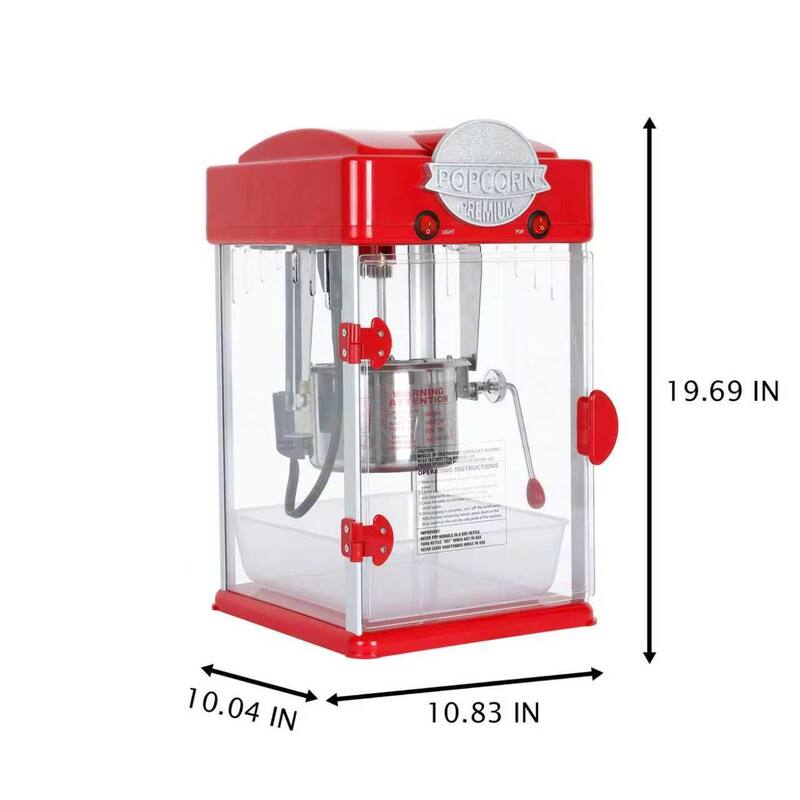 Popcorn Maker Machine with 6 Oz Stainless Steel Kettle Countertop Popper