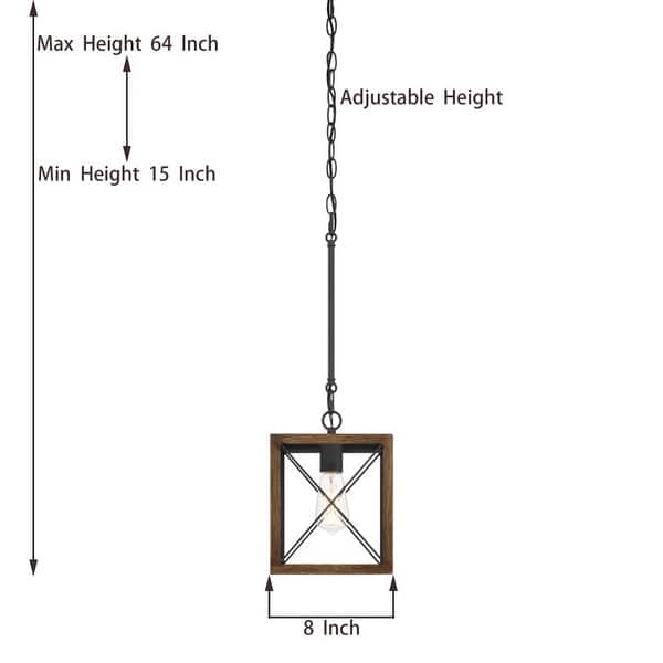 dimension image slide 2 of 5, Acroma 1-light Farmhouse Rustic Rectangle Kitchen Island Pendant Light - 8 inches