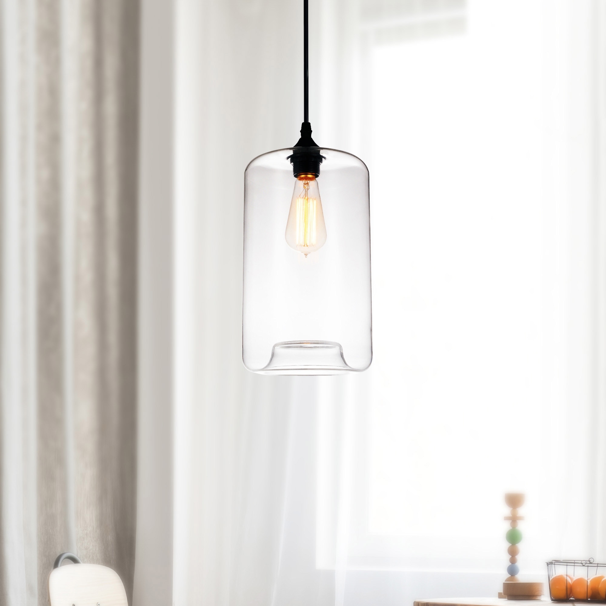 CWI Lighting Glass 1 Light 7in Clear Down Mini Pendant
