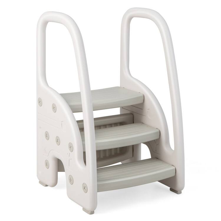 3-Step Stool with Safety Handles and Non-slip Pedals for Toddlers - 17" x 16.5" x 27.5"