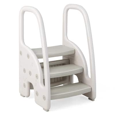 3-Step Stool with Safety Handles and Non-slip Pedals for Toddlers - 17" x 16.5" x 27.5"