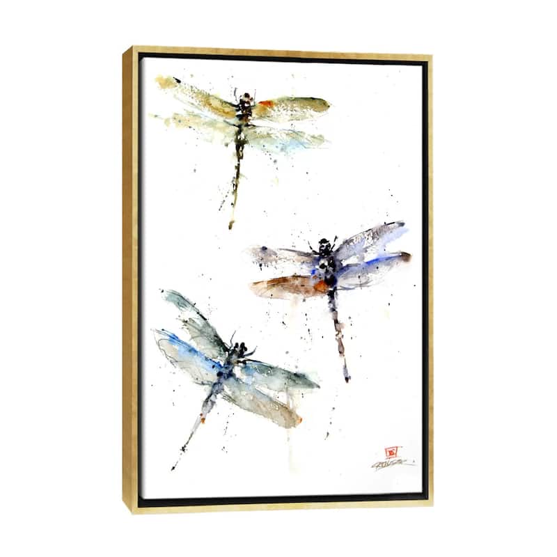 iCanvas "Dragonflies" by Dean Crouser Framed Canvas Print - Gold - 26x18