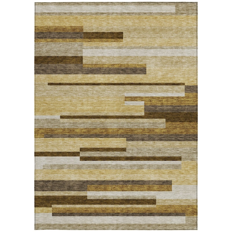 HomeRoots Striped Transitional Rectangle Outdoor Rug