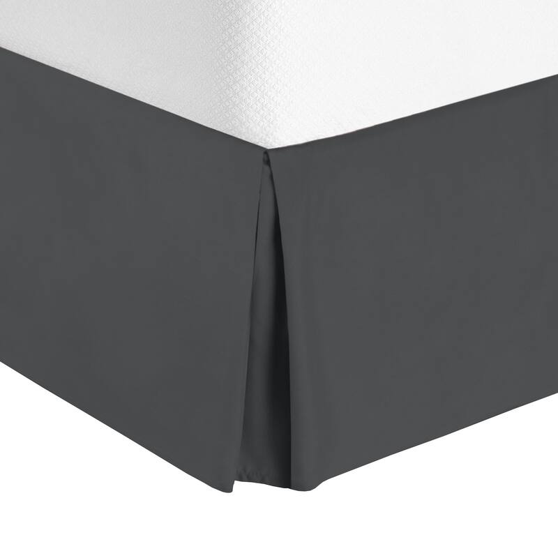 Luxury Microfiber Pleated Bed Skirt 14 Inch Drop Queen Size - Charcoal Grey