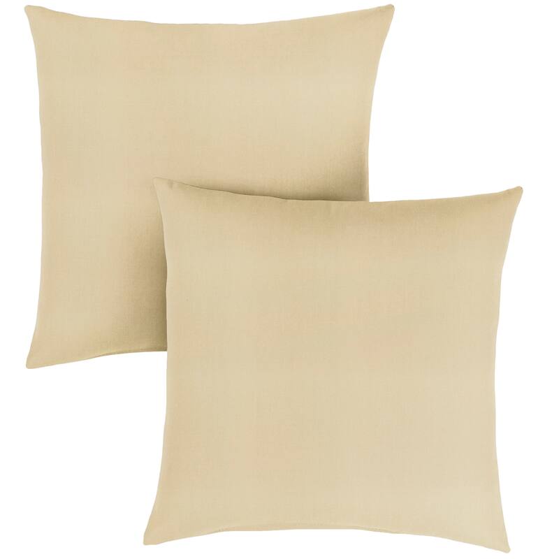 Sorra Home Sunbrella Outdoor Knife Edge Pillow Set of 2 - 24 in H x 24 in W x 6 in D - Canvas Antique Beige