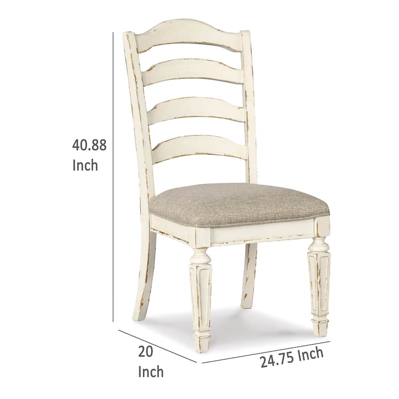 Alyn Dining Side Chair Set of 2, Ladderback, Distressed White Wood