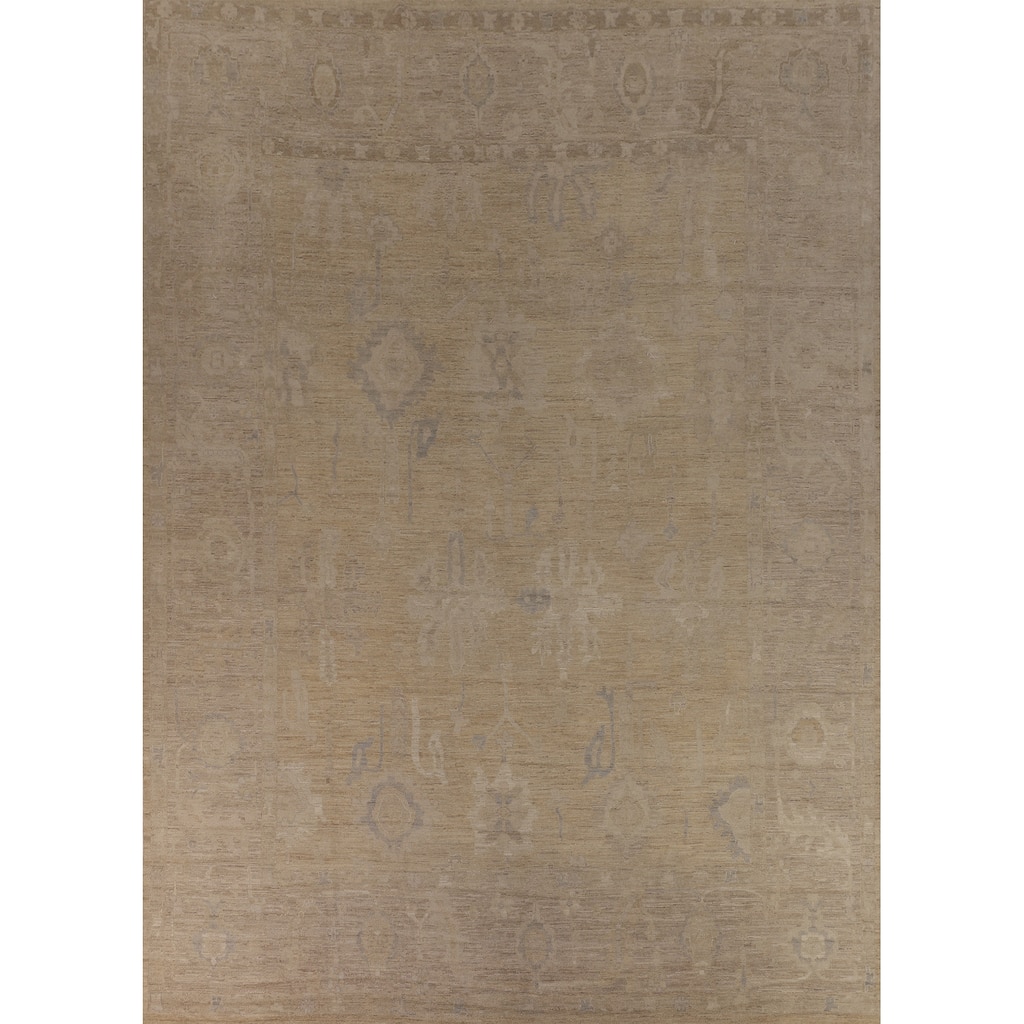 Vegetable Dye Oushak Oriental Large Rug Handmade Floral Wool Carpet - 11'10"x 14'1"