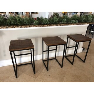 Carbon Loft Jarrell Wood and Iron Backless Bar Stool