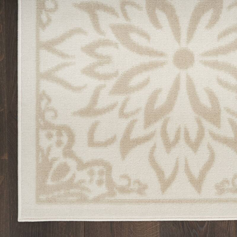 Power Loomed Floral Traditional Non Skid Stain Resistant Area Rug - 87' X '63' X '0.5