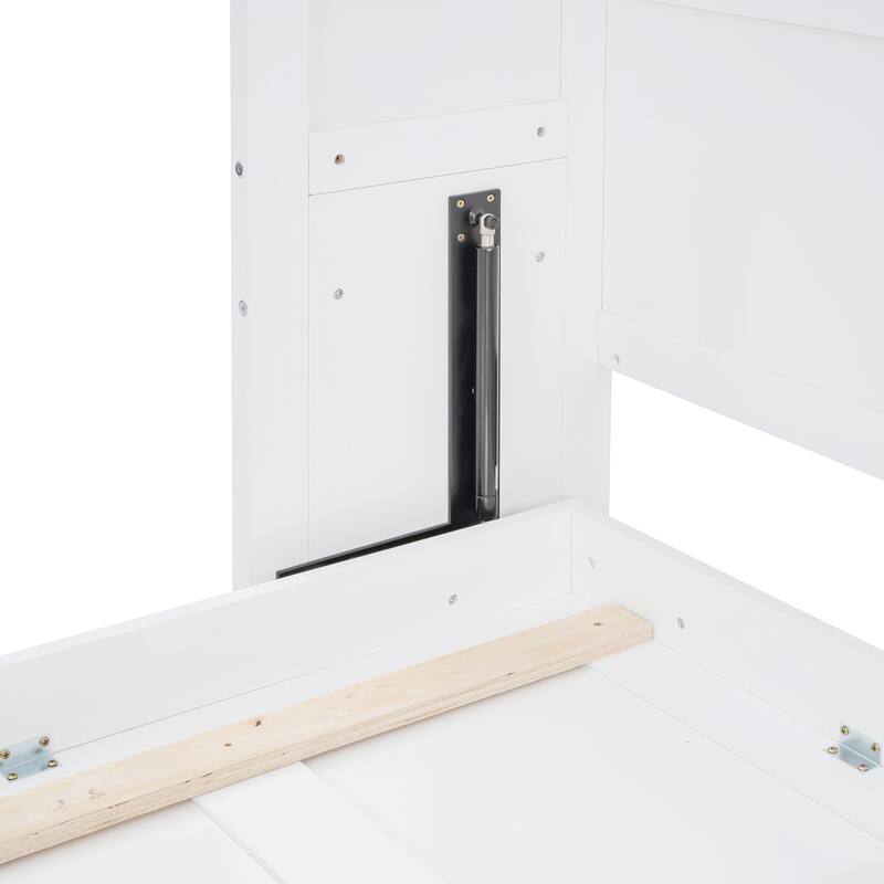 Queen Size Wall Bed with Top Shelves & USB, Space-Saving Foldable Cabinet Bed