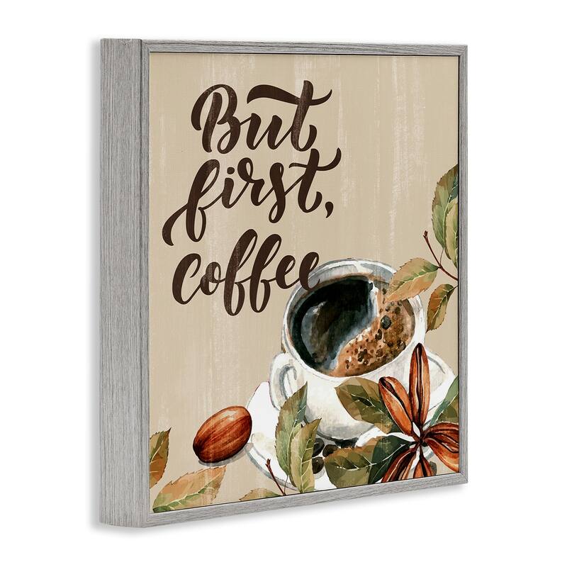 Stupell Rustic But First Coffee Framed Giclee Art Design By Kim Allen
