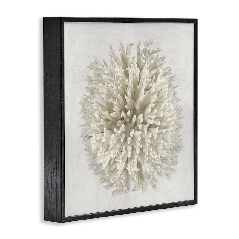 Stupell Natural Round Coral Framed Giclee Art Design By Caroline Kelly